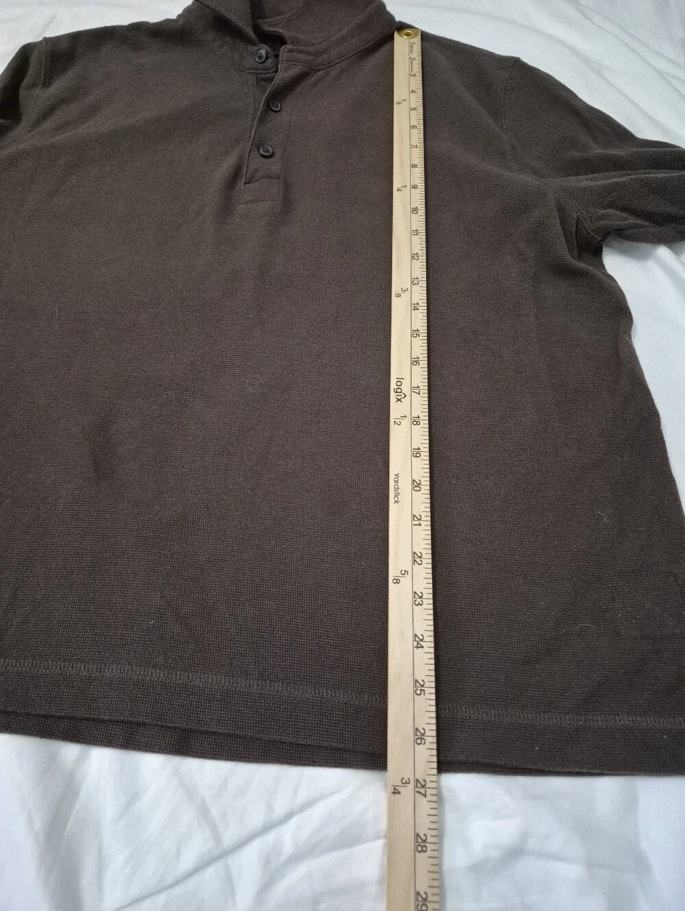 Banana Republic Waffle Long Sleeve Polo Brown Men Large